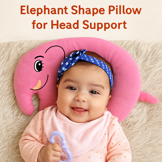 Elephant Shaped Baby Head Support Pillow (0–12 Months)