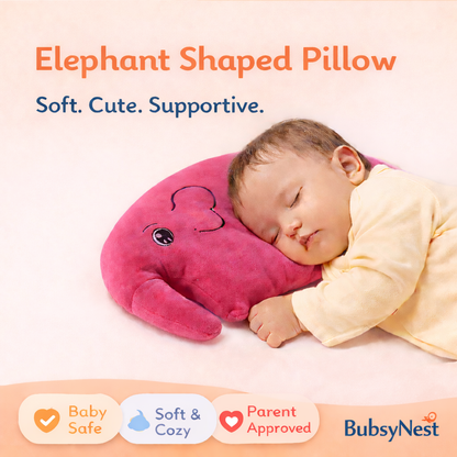 Elephant Shaped Baby Head Support Pillow (0–12 Months)