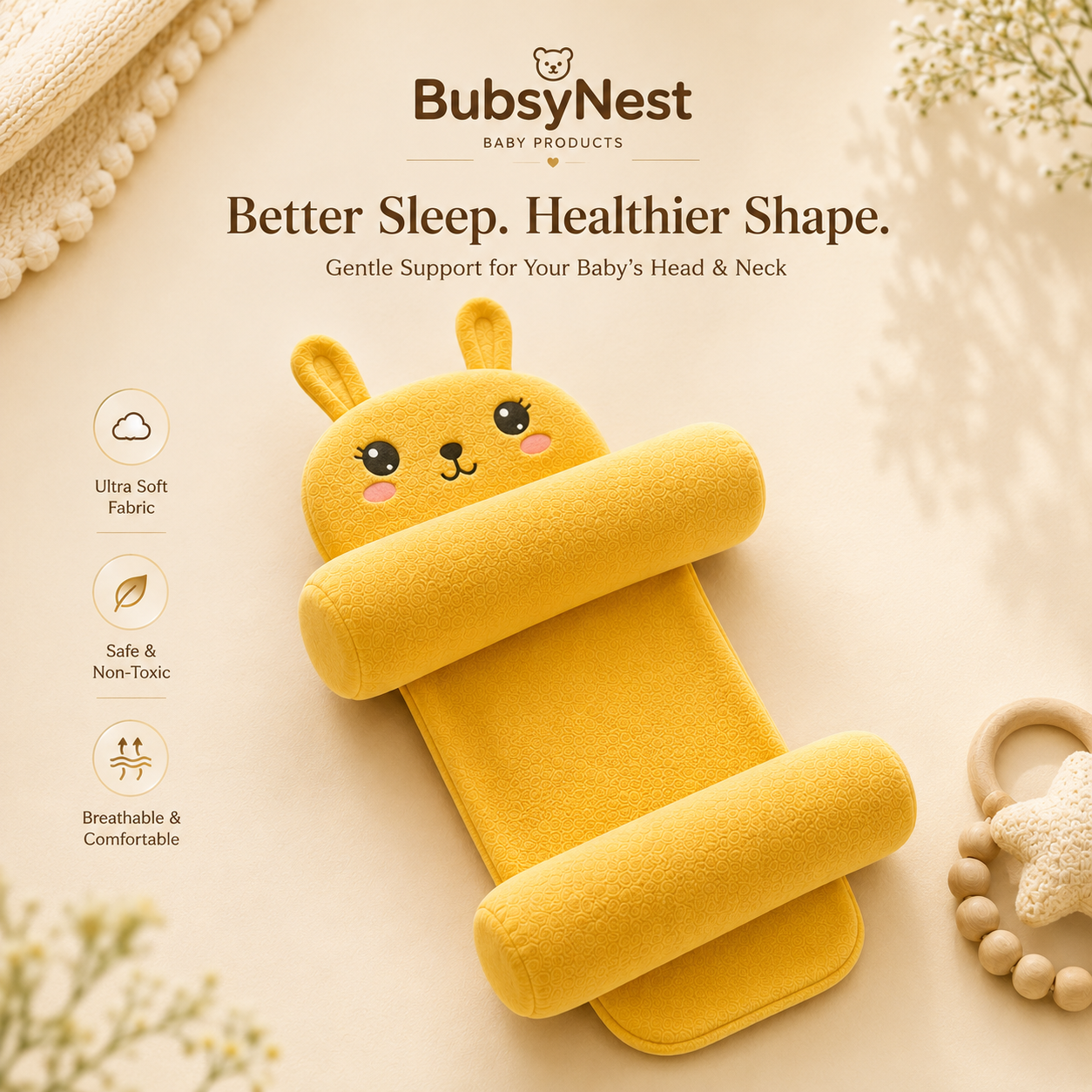 Baby Head Shaping & Neck Support Pillow (0–12 Months)