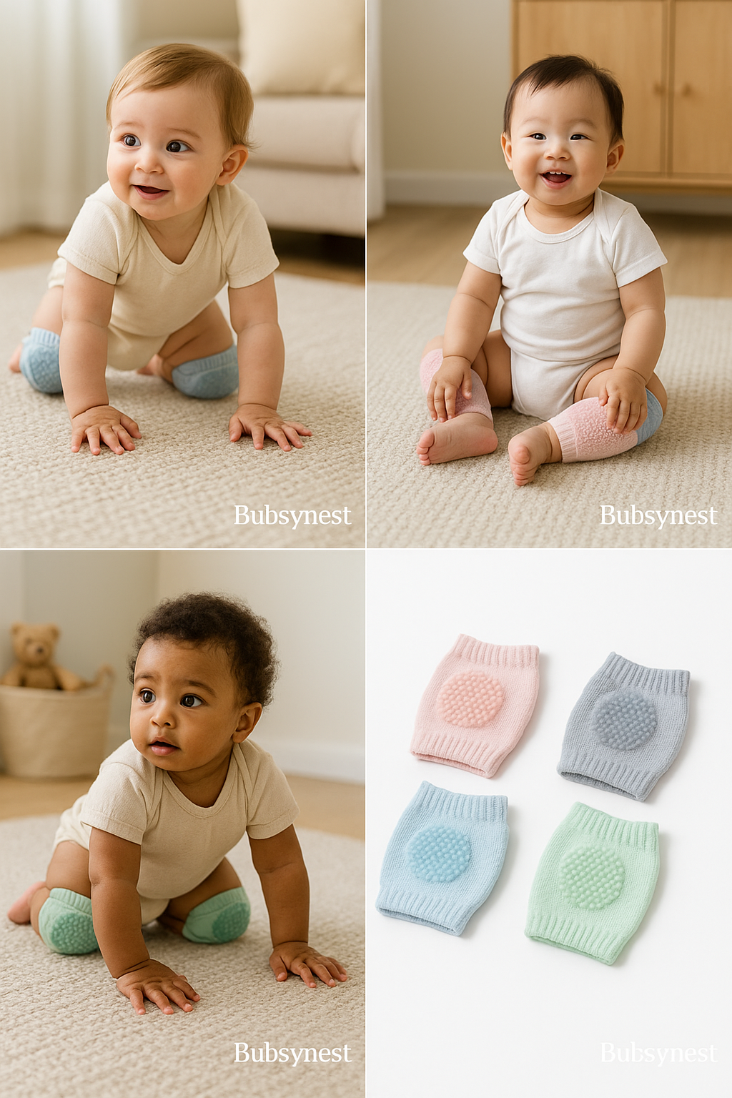 Baby Knee Pads for Crawling (2 Pairs) | Soft & Safe |