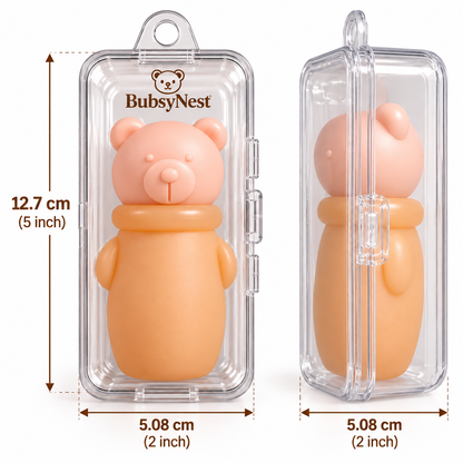 Premium Baby Silicone Squeeze Feeding Bottle with Bear Cap | BPA Free | Leakproof | Travel Friendly