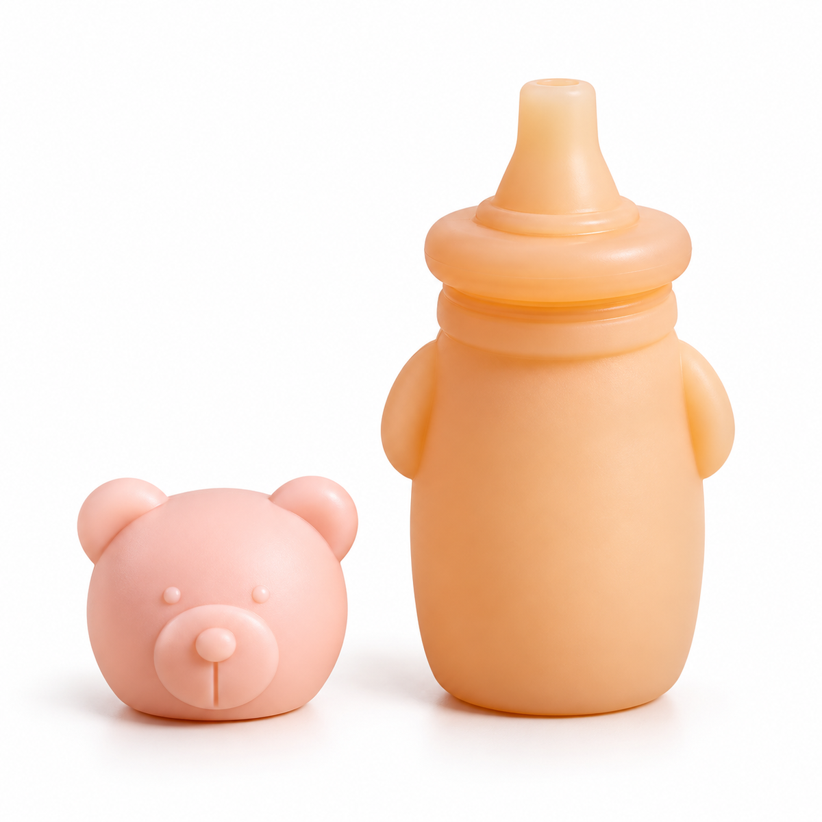 Premium Baby Silicone Squeeze Feeding Bottle with Bear Cap | BPA Free | Leakproof | Travel Friendly