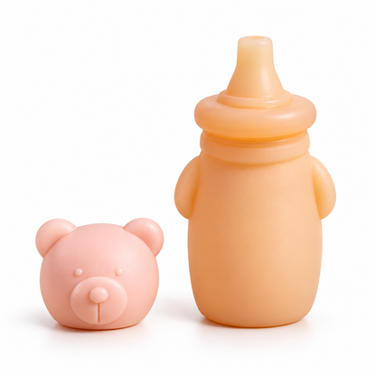 Premium Baby Silicone Squeeze Feeding Bottle with Bear Cap | BPA Free | Leakproof | Travel Friendly