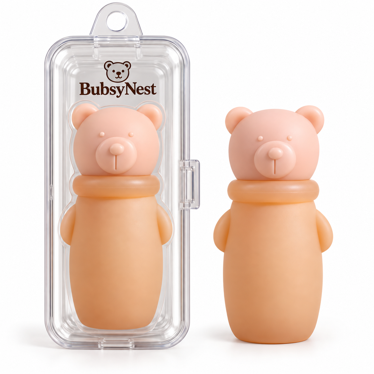 Premium Baby Silicone Squeeze Feeding Bottle with Bear Cap | BPA Free | Leakproof | Travel Friendly