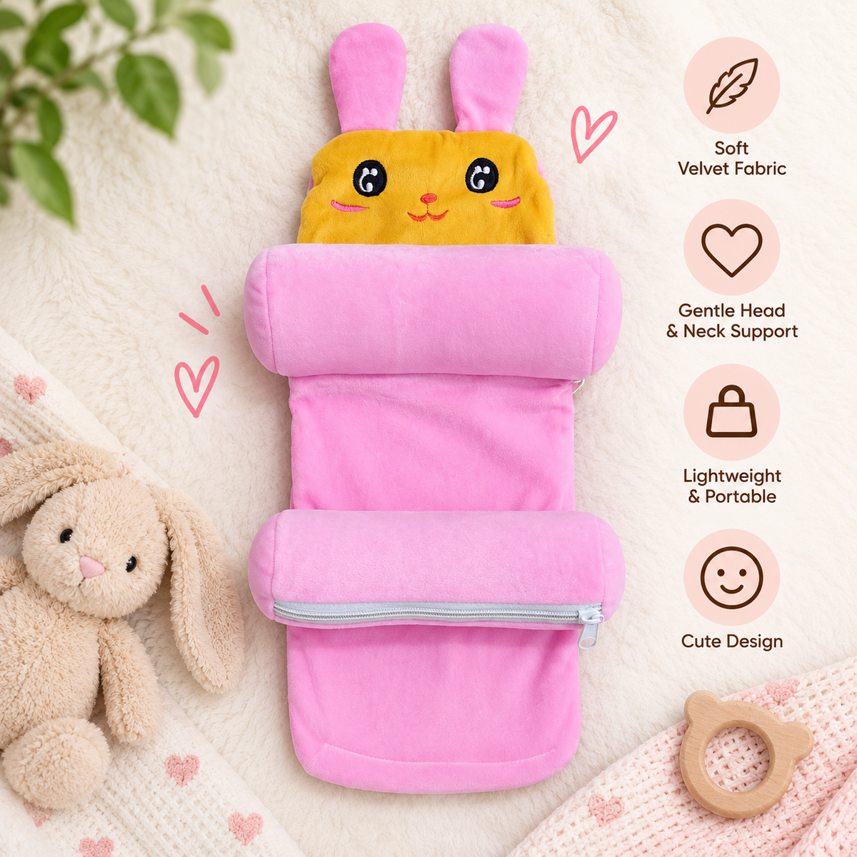Baby Head Support Pillow | Soft Plush Head & Neck Support