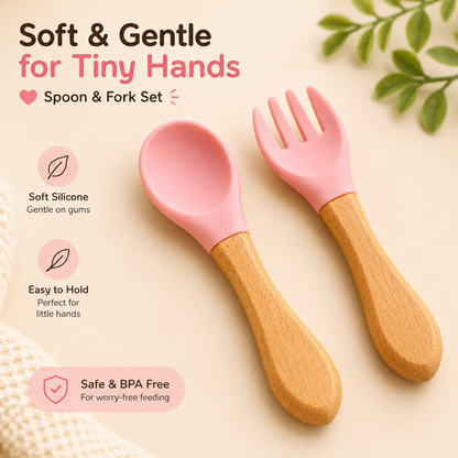 6-Piece Silicone Baby Feeding Set for 6-36 Months | Bib, Plate, Bowl, Cup, Spoon & Fork