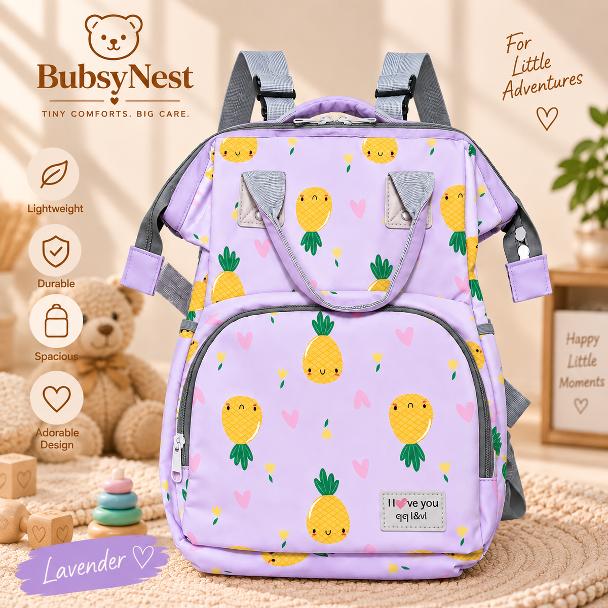 BubsyNest Baby Diaper Bag Backpack | Premium Spacious Baby Essentials Organizer with Multiple Compartments
