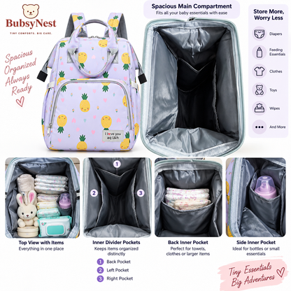 BubsyNest Baby Diaper Bag Backpack | Premium Spacious Baby Essentials Organizer with Multiple Compartments