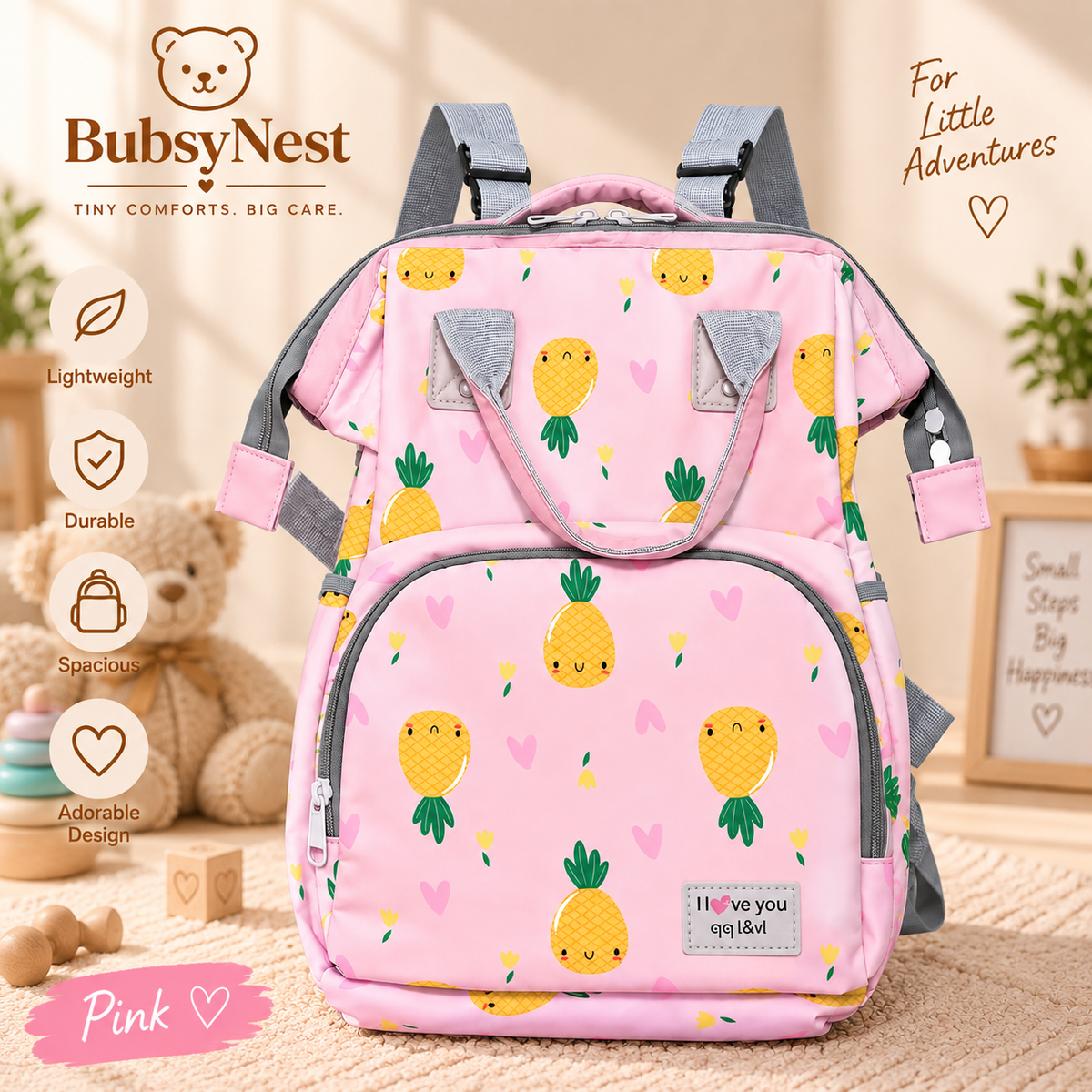 BubsyNest Baby Diaper Bag Backpack | Premium Spacious Baby Essentials Organizer with Multiple Compartments