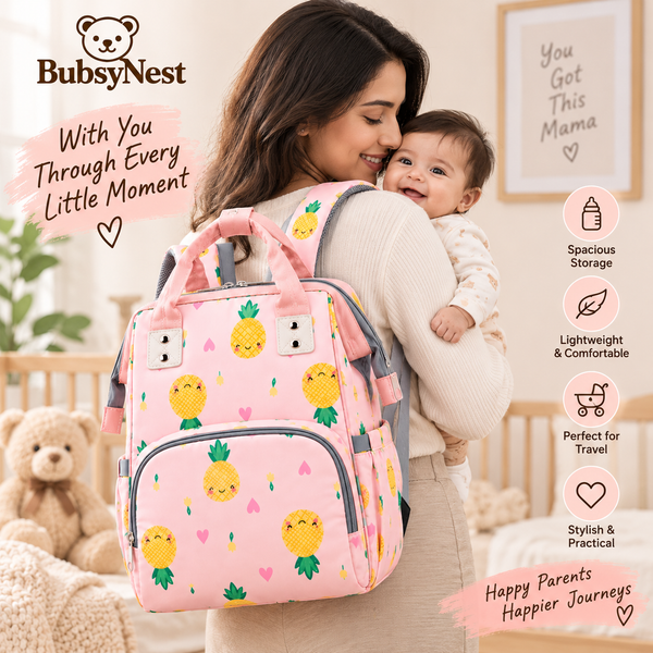 BubsyNest Baby Diaper Bag Backpack | Premium Spacious Baby Essentials Organizer with Multiple Compartments