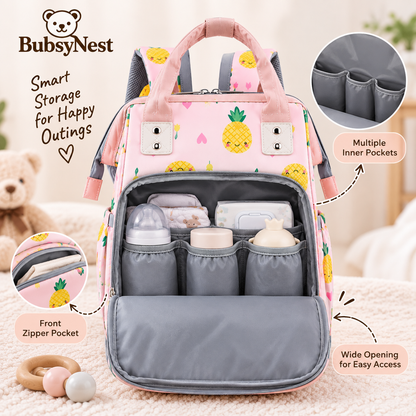 BubsyNest Baby Diaper Bag Backpack | Premium Spacious Baby Essentials Organizer with Multiple Compartments