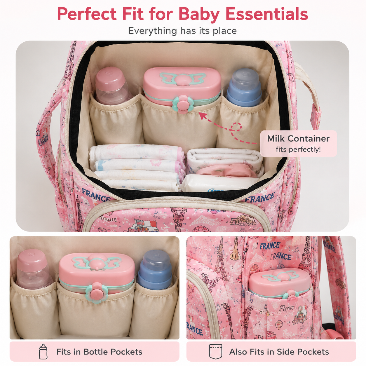Multi-Function Diaper Bag Backpack for Moms | Waterproof Baby Travel Bag with Bottle Pockets