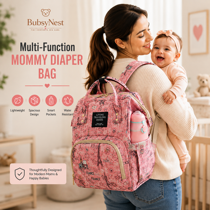 Multi-Function Diaper Bag Backpack for Moms | Waterproof Baby Travel Bag with Bottle Pockets