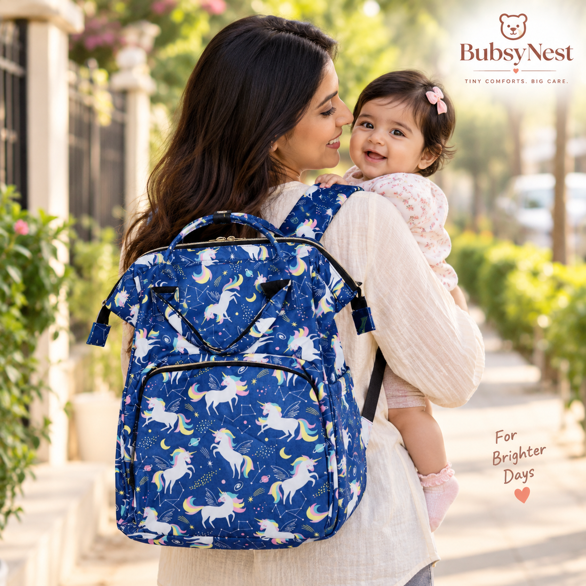 BubsyNest Mother & Baby Diaper Bag Backpack | Spacious Multi-Compartment Baby Organizer Bag for Travel & Daily Use